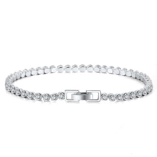 6.5inches / SB116 925 Sterling Silver Chain -  Cubic Zirconia 3.0mm Bezel  Classic Tennis Bracelet