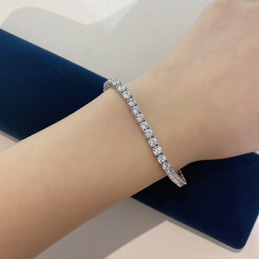 925 Sterling Zilveren Cubaanse Ketting Armband - Cubic Zirconia Tennis Armband