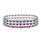 925 Sterling Silver - Round Diamond - Multi Colors Cubic Zirconia Tennis Bracelet Gift