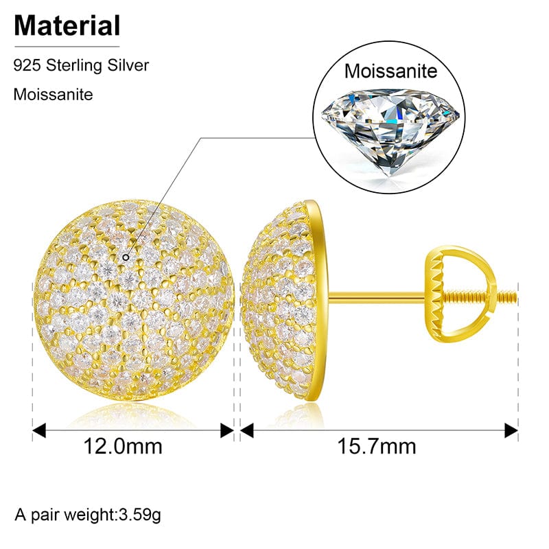 925 Sterling Silver Stud Earrings - D  VVS Moissanite Diamond