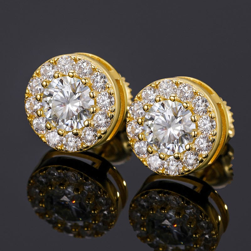 925 Sterling Silver Stud Earrings - Micro Pave Moissanite  Diamond
