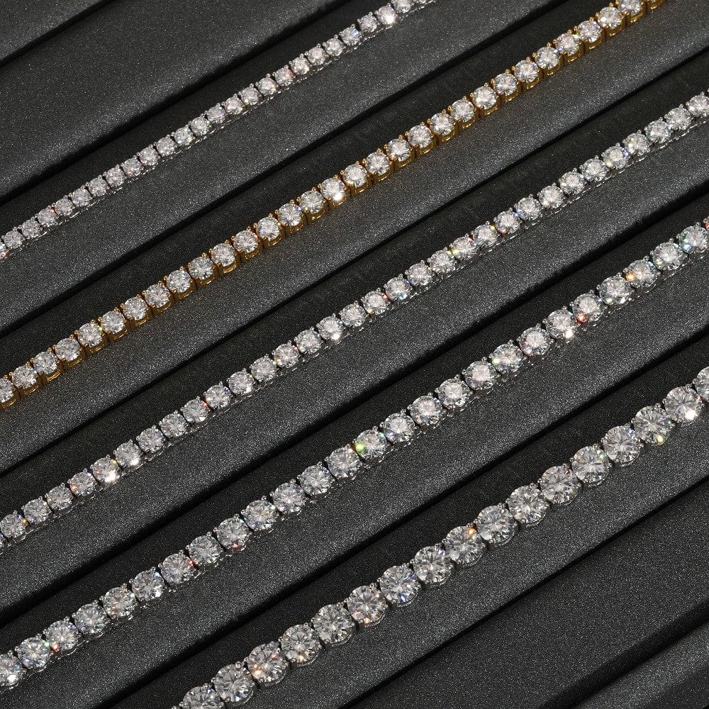 925 Sterling Silver VVS Moissanite Diamond Cluster Tennis Chain Necklace For Women