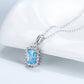 Blue / 18inches Elegant 925 Sterling Silver  Jewelry  - Big Stone Pendant Necklace