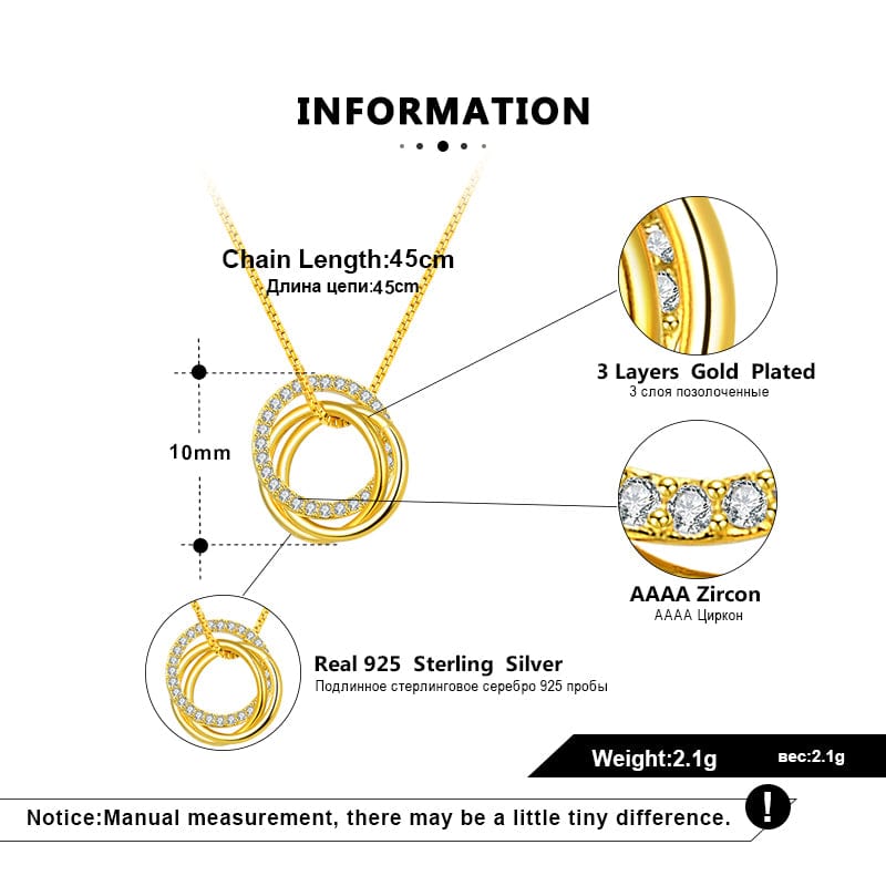 Circle  925 Sterling Silver Necklace - 18K Gold Jewelry