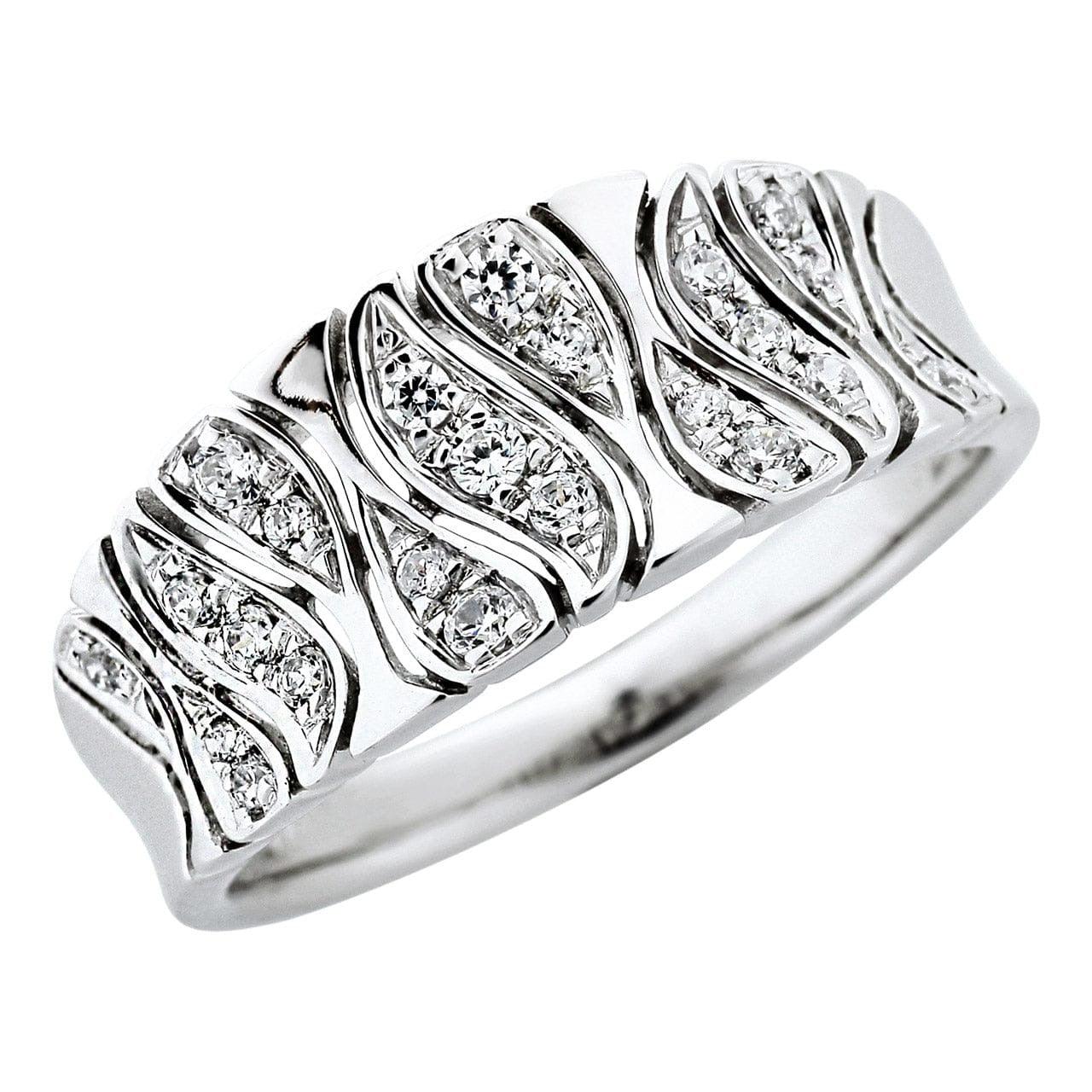 Classic 18K 750 White Gold Real Diamond Ring For Ladies