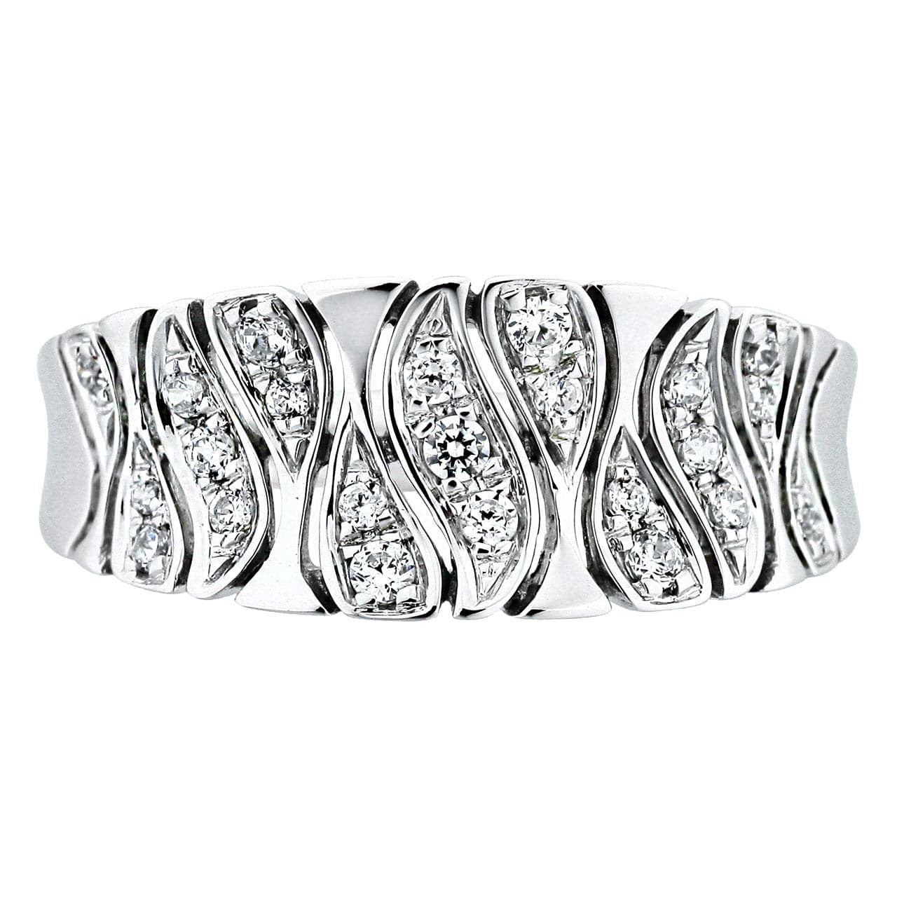 Classic 18K 750 White Gold Real Diamond Ring For Ladies
