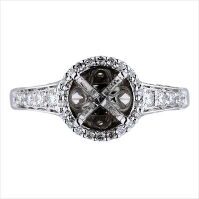 18K White Gold Diamond Engagement Mounting Ring