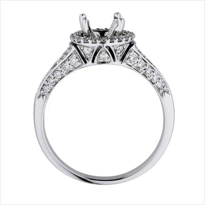 Color 0 / Ring Size 0 18K 750 White Gold Diamond Engagement Halo Mounting Ring
