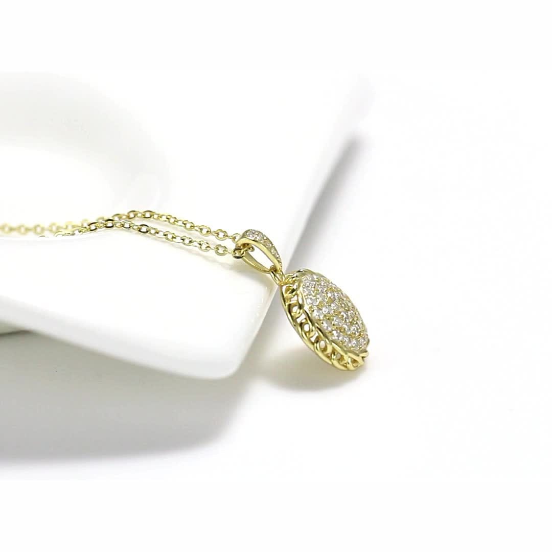 CZ Diamond Necklace  - 14K Gold Plated - 925 silver pendent