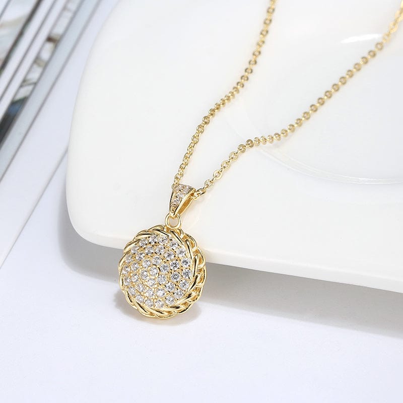 CZ Diamond Necklace  - 14K Gold Plated - 925 silver pendent