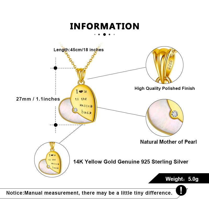 Engraved Heart Pendants - 925 Sterling Silver Gold Necklaces