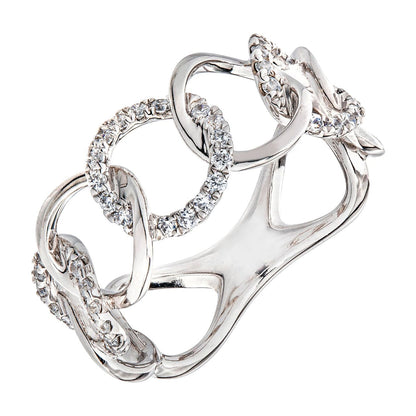 Fancy Vintage 18K 750 White Gold Natural Diamond Wedding Ring For Women
