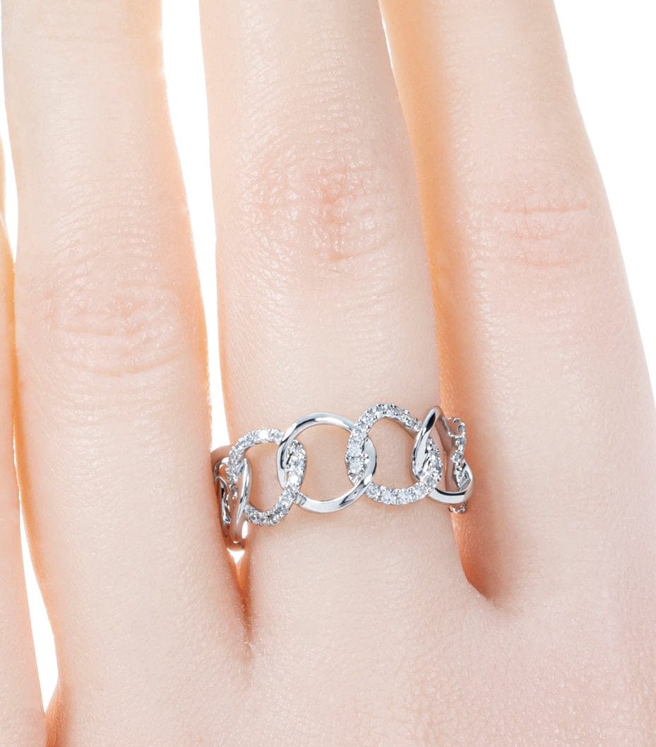 Fancy Vintage 18K 750 White Gold Natural Diamond Wedding Ring For Women