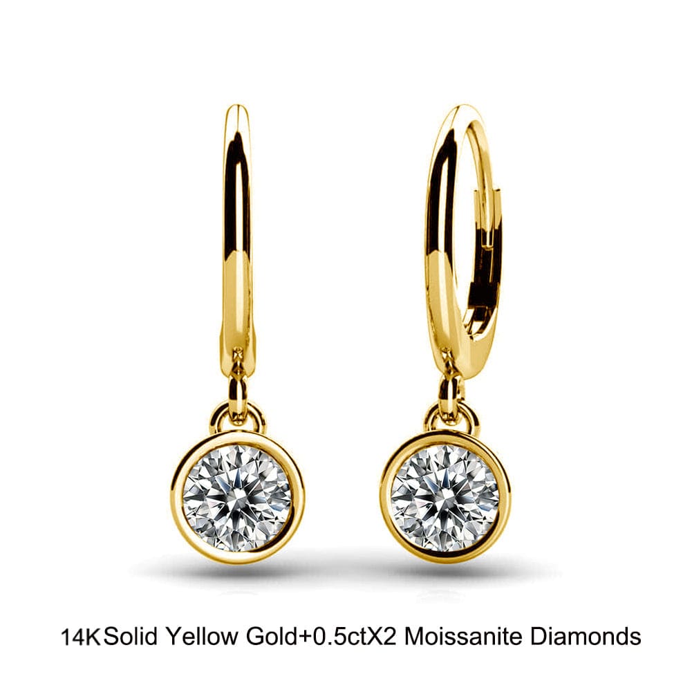 Pure Drop Jewelry - Best Moissanite Diamond 18K Solid Gold Hoop Earrin - peardedesign.com