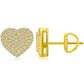 Gold 14K White Gold Plated Heart Stud Earrings-  Micro Pave Moissanite Diamond