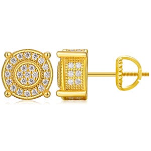 Gold 14K White Gold Plated Stud Earrings - 925 Sterling Silver - Iced Out VVS Moissanite