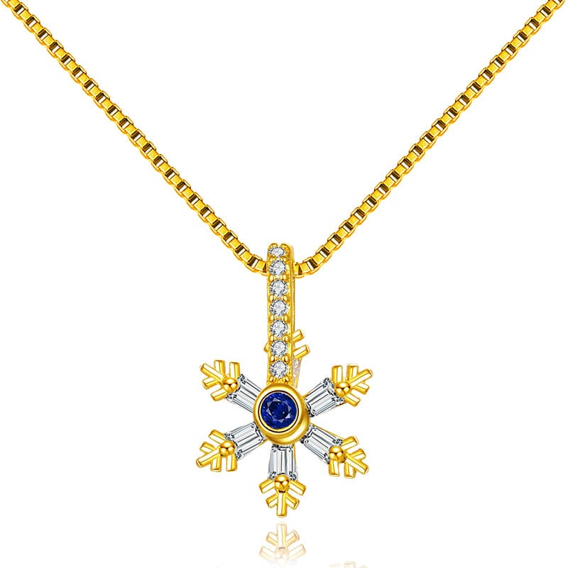 Gold / 18inches Snowflakes  925 Sterling Silver Necklace - Gold Plated  Jewelry