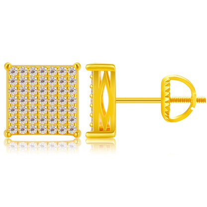 Gold 18K Gold Filled Stud Earrings - 925 Sterling Silver -VVS Moissanite Diamond