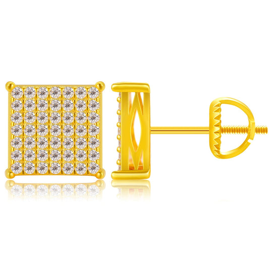 Gold 18K Gold Filled Stud Earrings - 925 Sterling Silver -VVS Moissanite Diamond