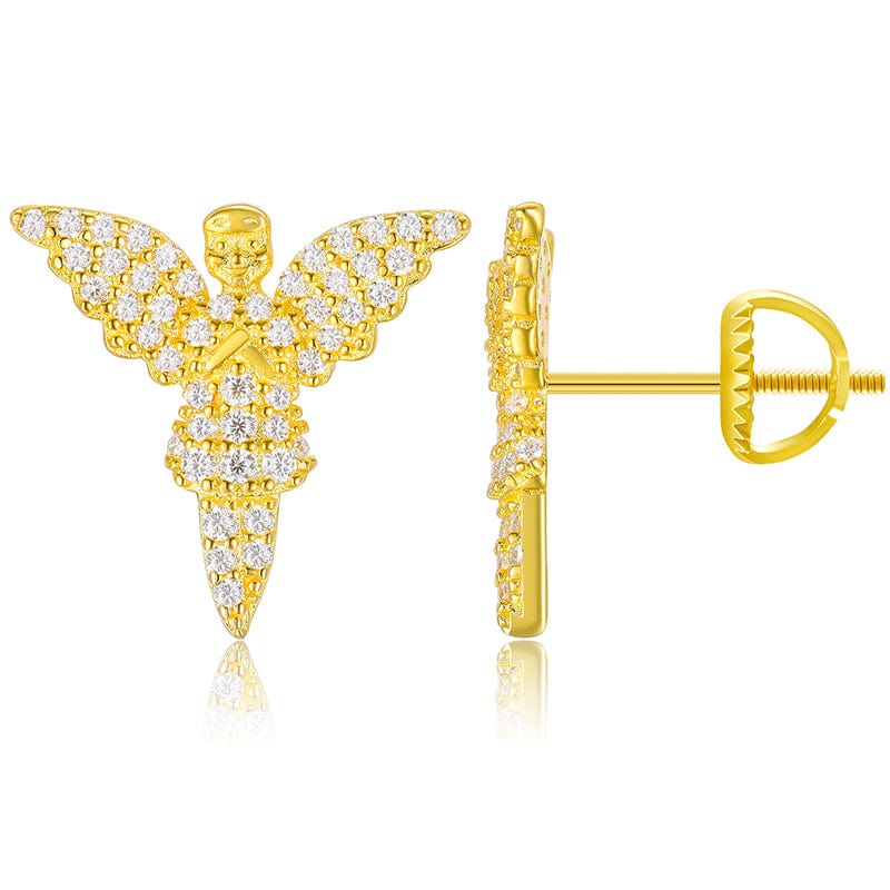 Gold 18K Gold Plated Little Angel Stud Earrings - VVS Moissanite  Diamond