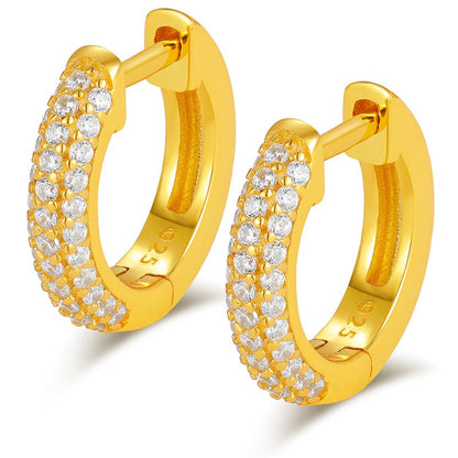 Gold 18K Gold Plated Small Hoop Earrings - VVS  Iced Out   Moissanite Diamond
