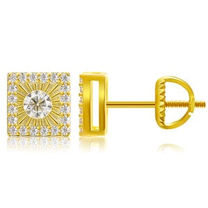 Gold 18K Gold Plated Stud Earrings - 925 Sterling Silver  - VVS Moissanite