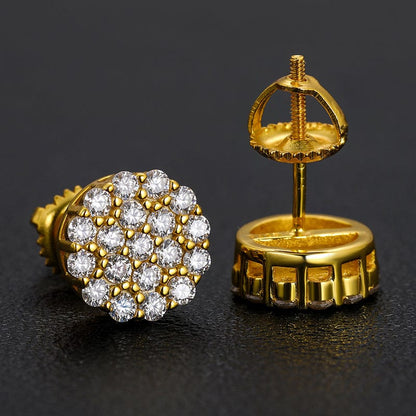 Gold 18K Gold Plated Stud Earrings -VVS Moissanite Diamond