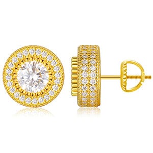 Gold 18K Solid Gold Plated Stud Earring - Moissanite Diamond