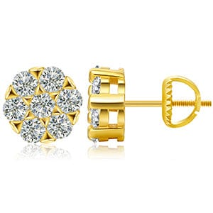Gold 925 Sterling Silver  Piercing Earring - VVS Moissanite Solitaire Diamond