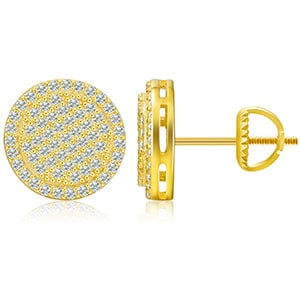 Gold 925 Sterling Silver Stud Earring - Gold Plated - Moissanite Diamond