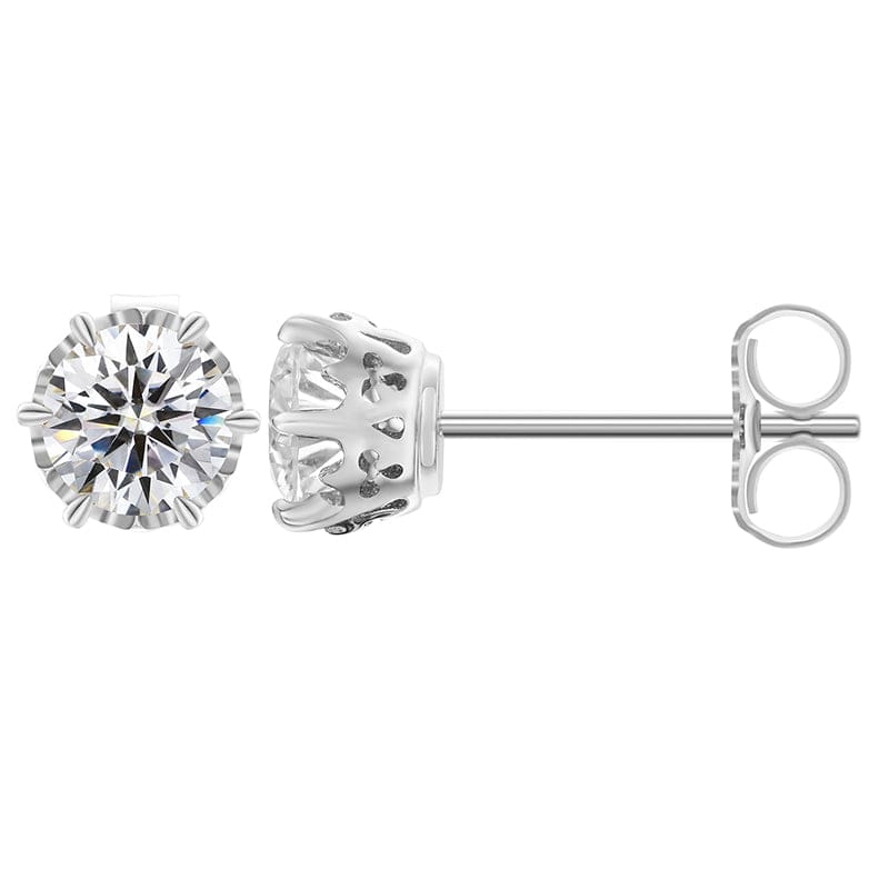 Gold 925 Sterling Silver Stud Earrings - 0.5ct VVS Moissanite  Diamond