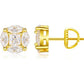 Gold 925 Sterling Silver Stud Earrings -  VVS Moissanite Diamond