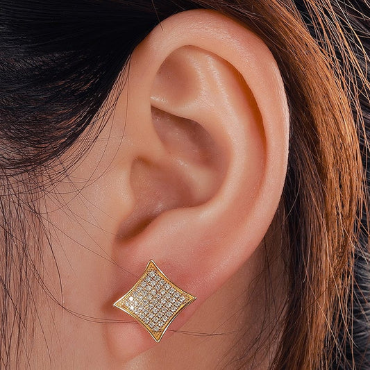 Gold Filled  Hiphop Jewelry - 925 Sterling Silver - VVS Moissanite Diamond Studs Earrings