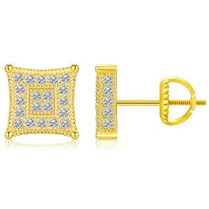 Gold Gold Plated Stud Earrings - 925 Sterling Silver  - Moissanite Diamond