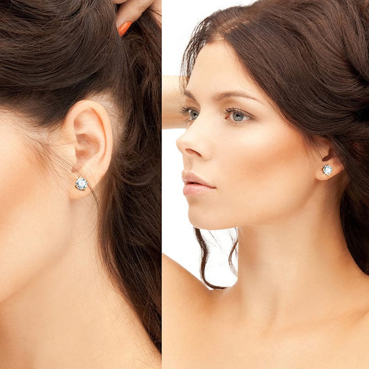 Gold Plated Earrings - 925 Sterling Silver Hiphop Jewelry -  1ct VVS Moissanite DiamondStuds Earring