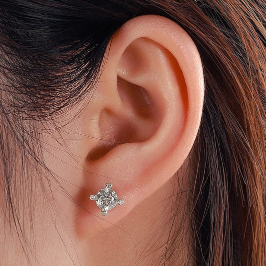 Gold Plated Earring - 925 Sterling Silver hiphop Jewelry - VVS Moissanite Diamond Studs Earrings