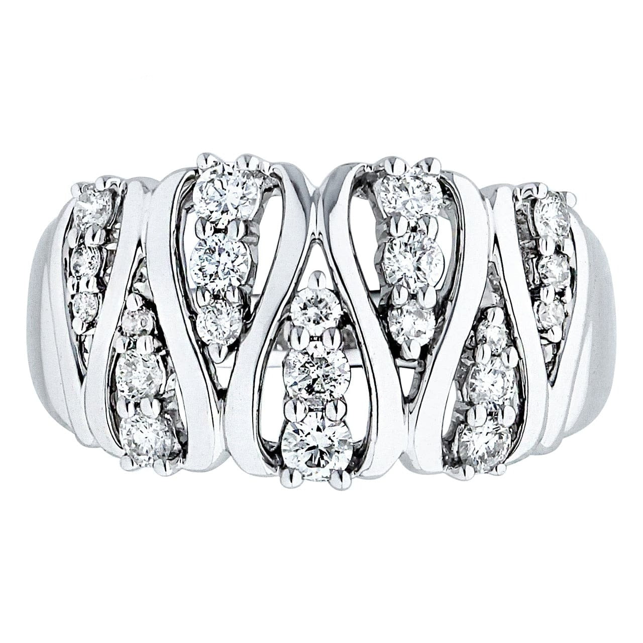Gorgeous Wedding 18K 750 Real White Gold Genuine Diamond Band Ring