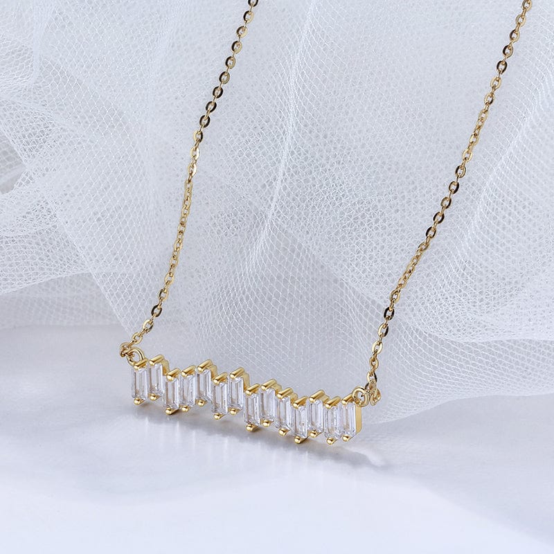 Heartbeat Design - 925 Sterling Silver 1- 4K Gold Chain Bar Pendant