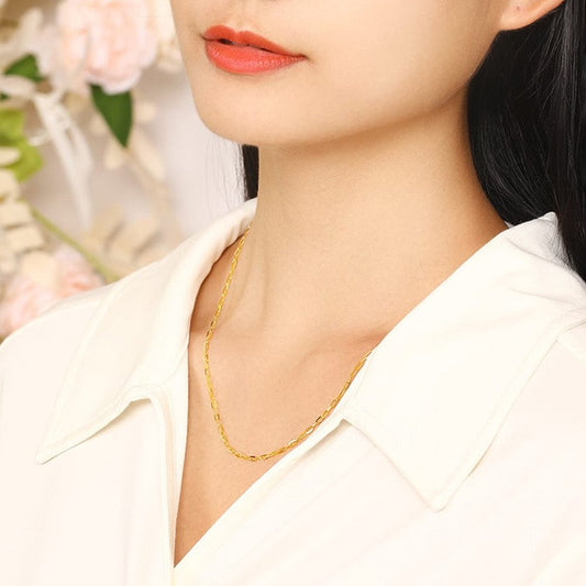High Grade 18K Solid Gold Chains - 2,45mm Paperclip Link Chain