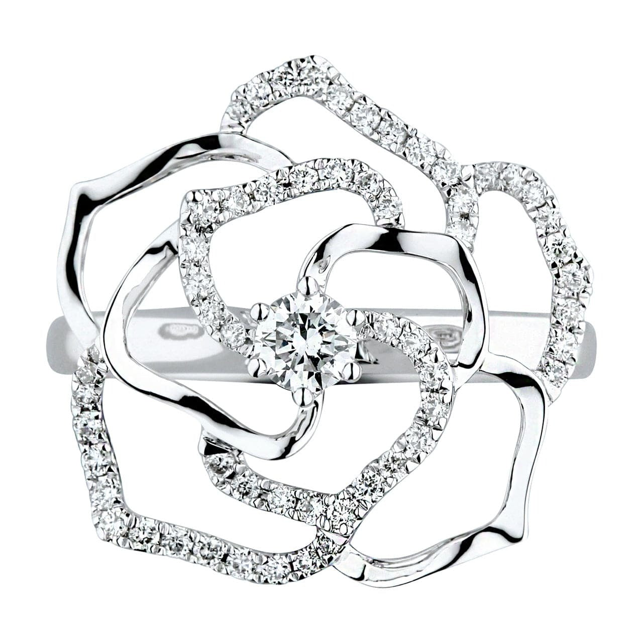 Hyperbole 18K White Gold Diamond Floral Ring For Lady