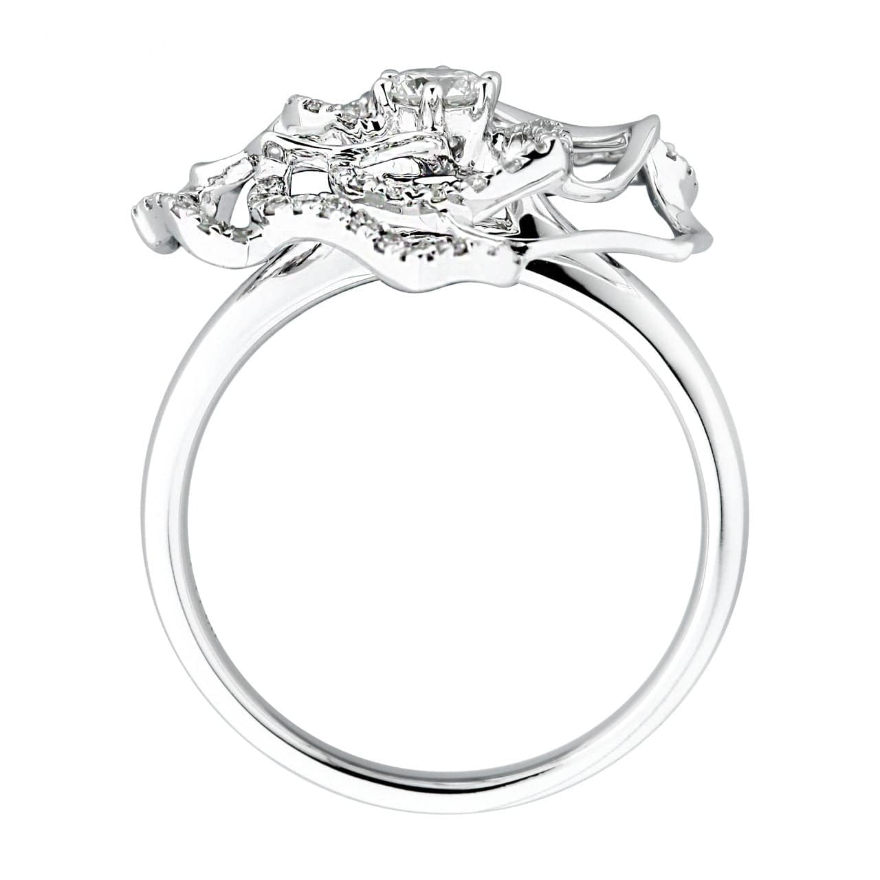 Hyperbole 18K White Gold Diamond Floral Ring For Lady