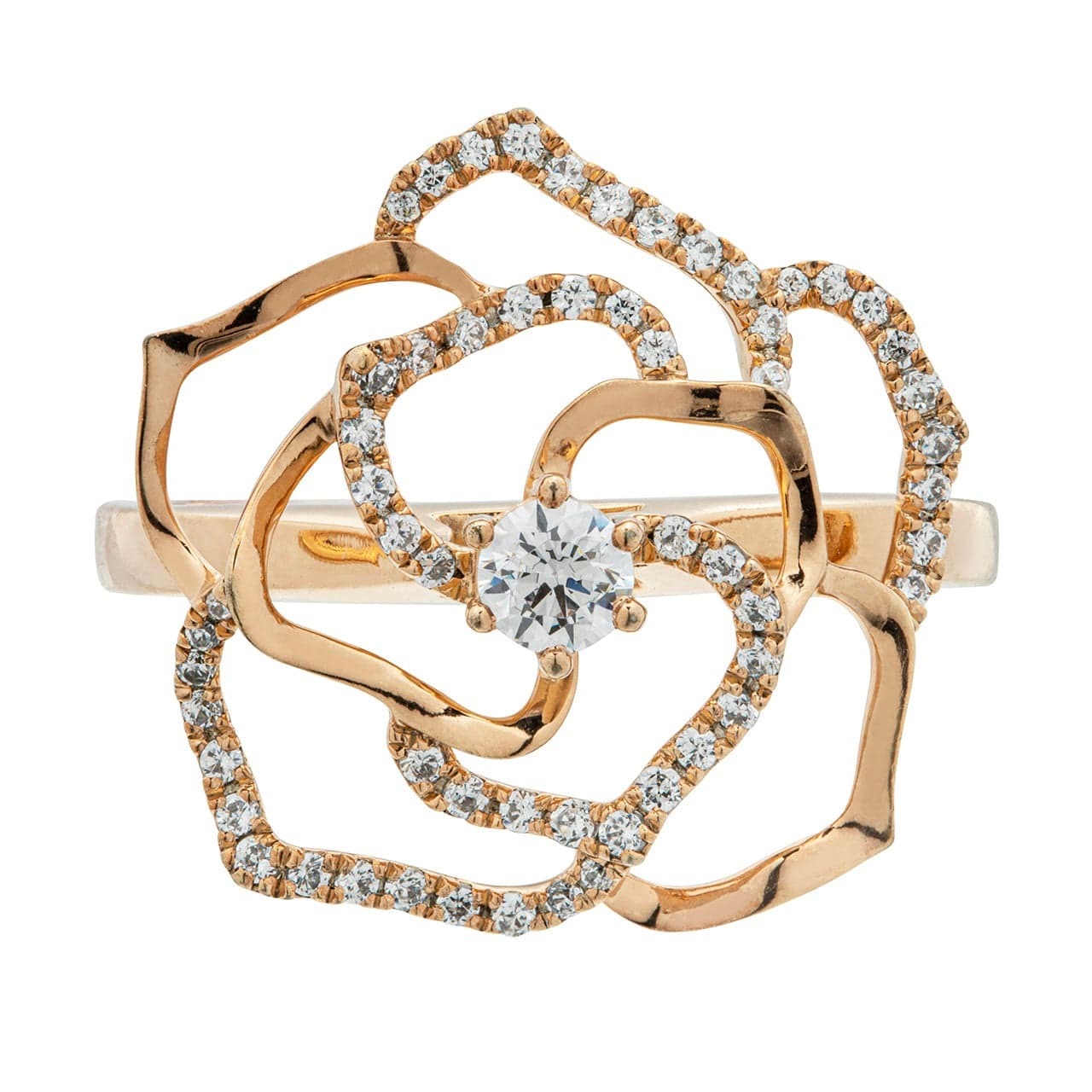 Hyperbole 18K White Gold Diamond Floral Ring For Lady
