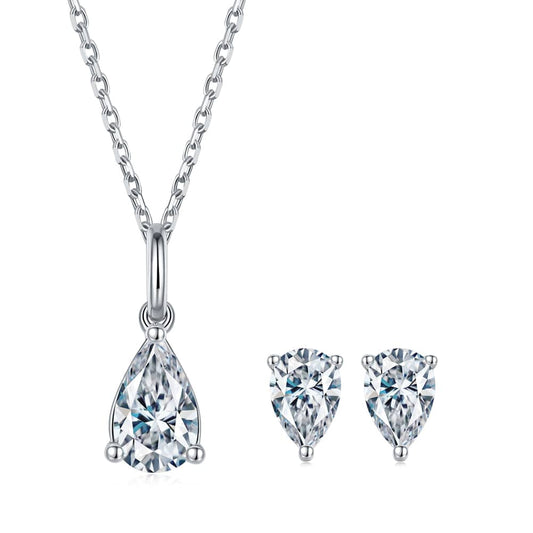 925 Sterling Silver Necklace Set - 1.0 Karat Cut Moissanite