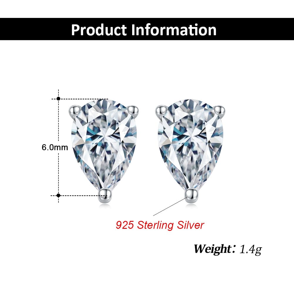 Jewelry 925 Sterling Silver - 0CTW Pear Cut Moissanite  Necklace Set