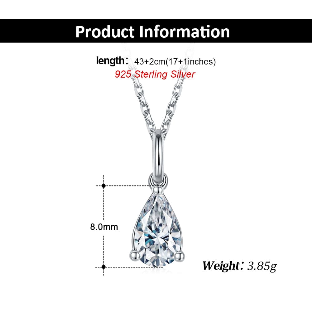 Jewelry 925 Sterling Silver - 0CTW Pear Cut Moissanite  Necklace Set
