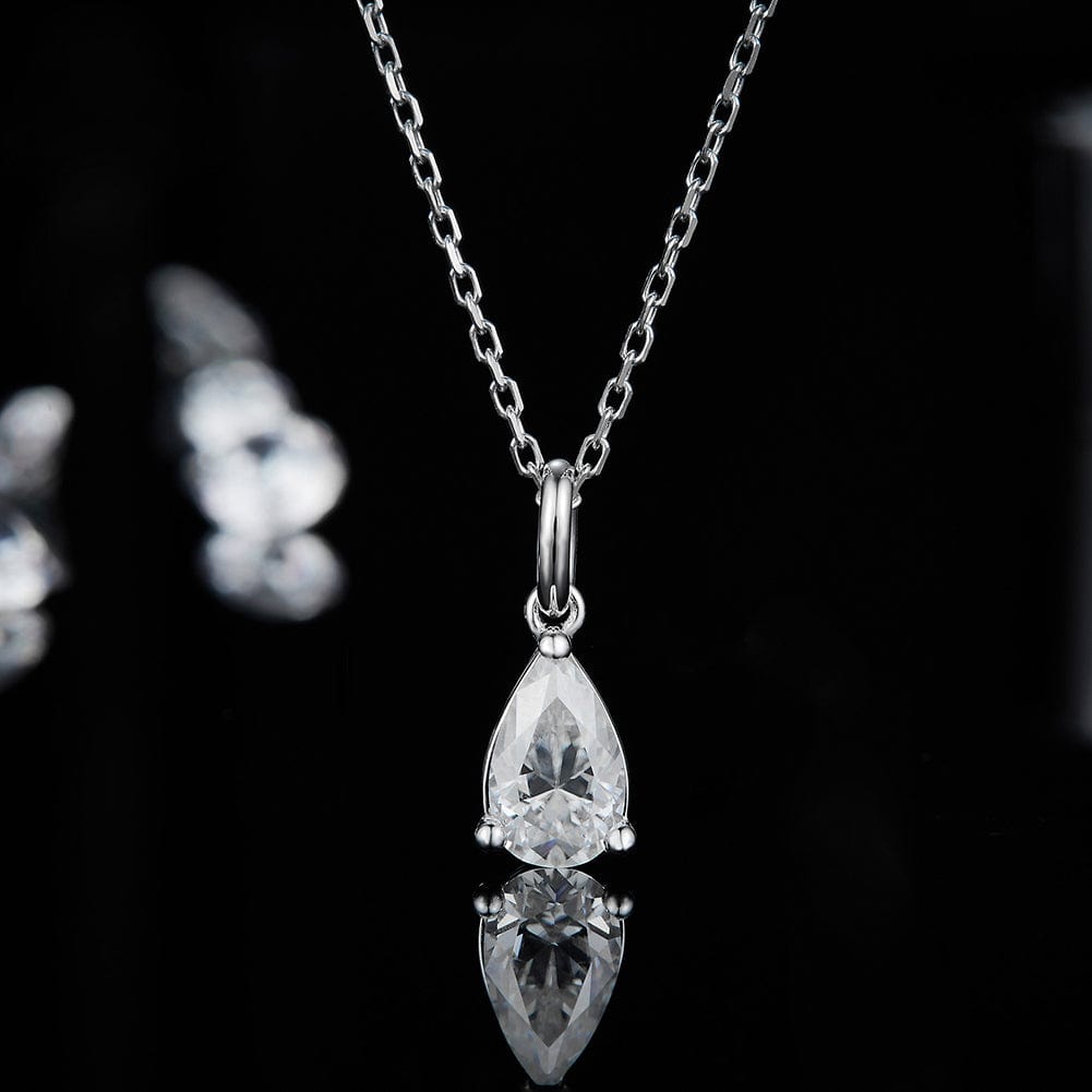 Jewelry 925 Sterling Silver - 0CTW Pear Cut Moissanite  Necklace Set