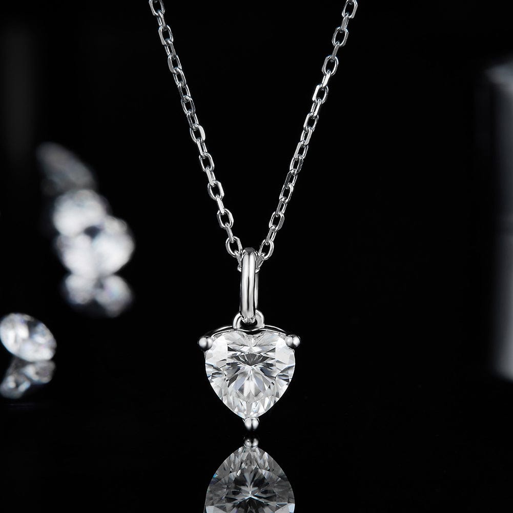 Jewelry 925 Sterling Silver 1CTW 6.5mm  Heart Cut Moissanite Necklace Set