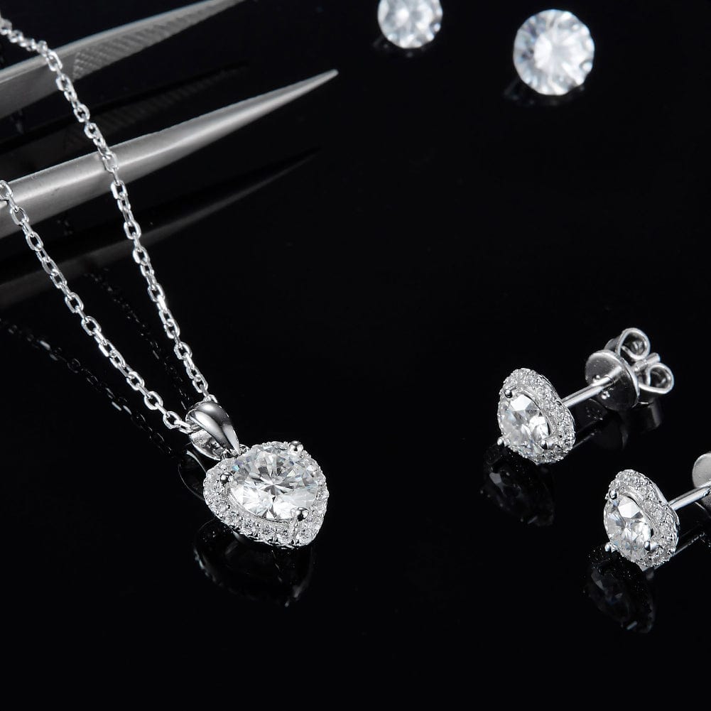Jewelry Classic Jewelry Set - 925 Sterling Silver - Moissanite Necklace