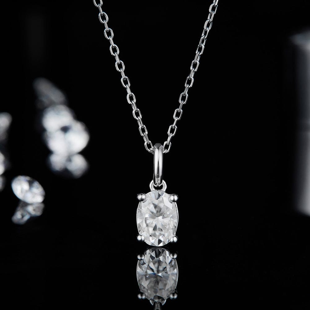 Jewelry RINNTIN SMN30 Moissanite Pendant Necklace Set DE Color Oval Cut Diamond Sterling Silver Necklace Set for Women