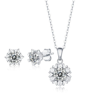 Jewelry Silver Luxury Engagement Jewellery  - 925 Sterling Silver -  Moissanite Jewelry Set